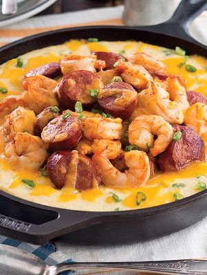 Baked Creole Shrimp and Grits - Paula Deen Paula Deen Shrimp And Grits Recipe, Baked Shrimp And Grits Casserole, Shrimp And Grits Paula Deen, Shrimp And Gouda Cheese Grits Recipe, Southern Living Shrimp And Grits Casserole, Seafood Pot Pie, Shrimp And Grits Southern Living, Creole Shrimp Recipes, How To Cook Grits