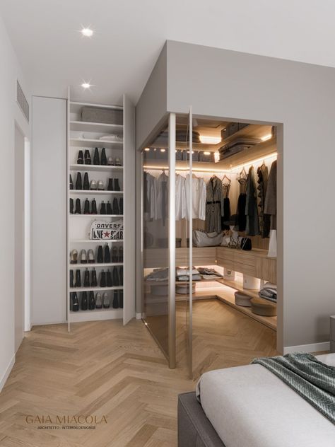 Closet Behind Bed, Bed Closet, Bed Layout, Design Closet, Bed Small, Ideas Closet, Hiasan Bilik Tidur, Small Closet Space, Attic Closet