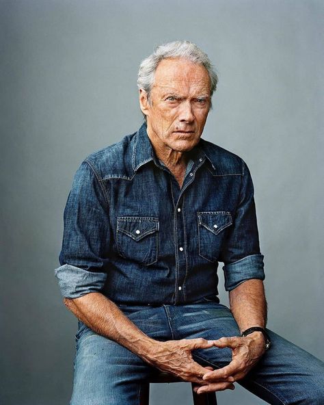 As You See On The Instagram sur Instagram : Clint Eastwood for @gq, 2009. Follow @aysotigents for more! Martin Schoeller, Scott Eastwood, Denim Shirt Men, Mel Gibson, Sean Connery, Double Denim, Steve Mcqueen, Clint Eastwood, Raw Denim