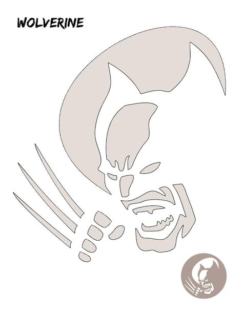 Marvel X-Men Wolverine comics  Free Halloween pumpkin carving stencil design template pattern X Men Pumpkin Carving, Wolverine Pumpkin Stencil, Loki Pumpkin Carving Stencil, Marvel Pumpkin Carving Templates, Batman Pumpkin Carving Stencil, Marvel Pumpkin Stencil, Pumpkin Carving Stencils Templates Scary, Venom Pumpkin Carving Stencil, Marvel Pumpkin Carving Stencil Templates