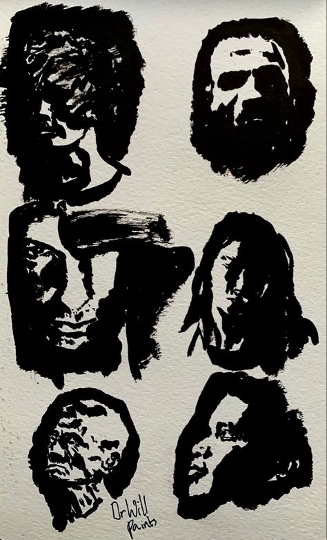 These 6 portraits were sketched in ink using a brush pen. They are a series of small portraits sketched quickly. Materials: Watercolour paper moleskin book (200gsm) Pentel Japanese brush pen #inktober Black Brush Pen Art, Ink Brush Drawing, Brush Pen Sketch, Ink Brush Art, Pen Sketching, Japanese Pen, Brush Pen Art, Brush Drawing, Portfolio Ideas