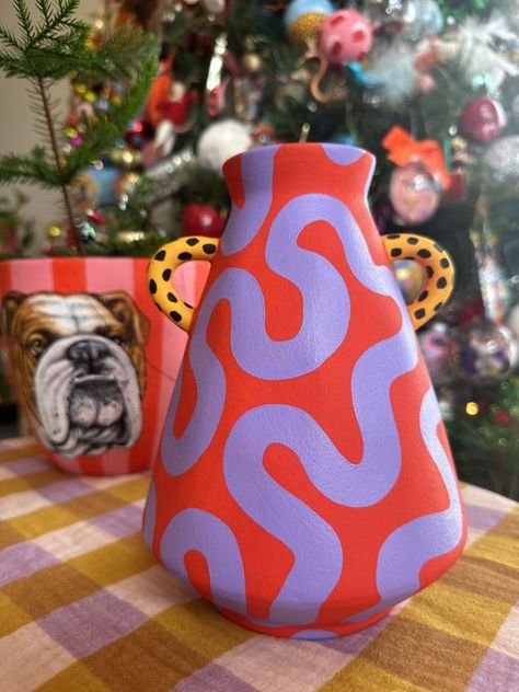 Shop — Summer Svenson Funky Vases, Diy Pottery Painting, Colorful Pottery, Painted Pots Diy, Face Vase, Inspiration Painting, Pottery Painting Designs, Artwork Ideas, All Christmas