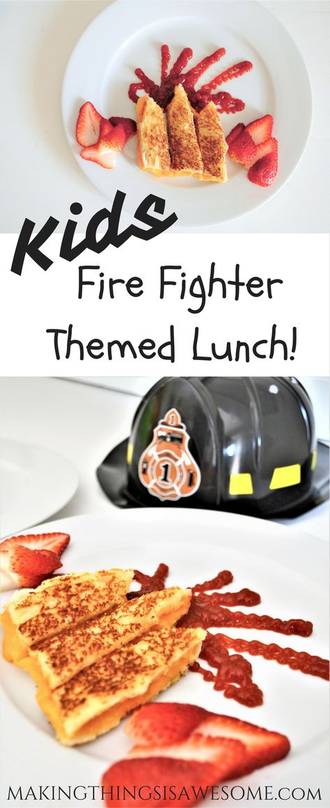 Kids Meal Idea! Fire Fighter Themed Lunch! Prek Jobs, Firefighters Preschool, Kids Meal Ideas, Movie Night Dinner, Cooking In The Classroom, Learning Board, Kids Meal, Toddler School, Toddler Food