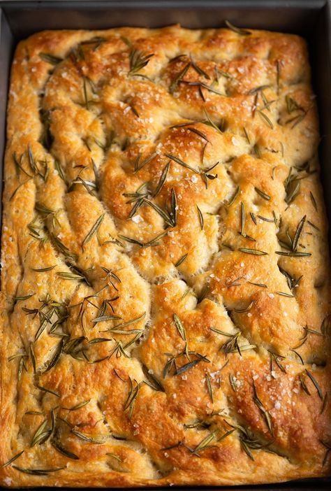 A golden loaf of easy no-knead focaccia bread. Focaccia Bread Recipe, Focaccia Bread, No Knead, Soda Bread, Easy Bread, Caramelized Onions, Bread Recipe, Food Print, Bread Recipes