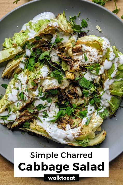 Charred Cabbage, Garlic Yogurt Sauce, Roasted Beets Recipe, Roasting Beets In Oven, Cabbage Side Dish, Garlic Yogurt, Grilled Cabbage, Cabbage Salad Recipes, Healthy Side Dish