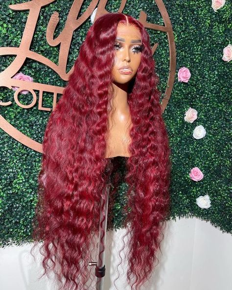 Burgundy Lace Front Wig, Glamour Hair, Frontal Hairstyles, Pretty Braided Hairstyles, Red Wigs, Curly Lace Front Wigs, Hot Hair Styles, Dope Hairstyles, Business Hairstyles