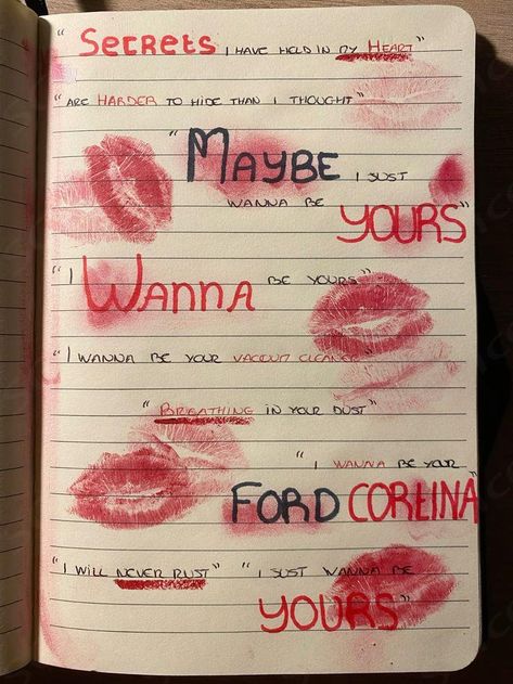 Wanna Be Yours Song, Kiss Lyrics, Lyric Drawings, Writing A Love Letter, Drawings For Boyfriend, Wanna Be Yours, Journal Inspiration Writing, Love Scrapbook, Bullet Journal Mood Tracker Ideas