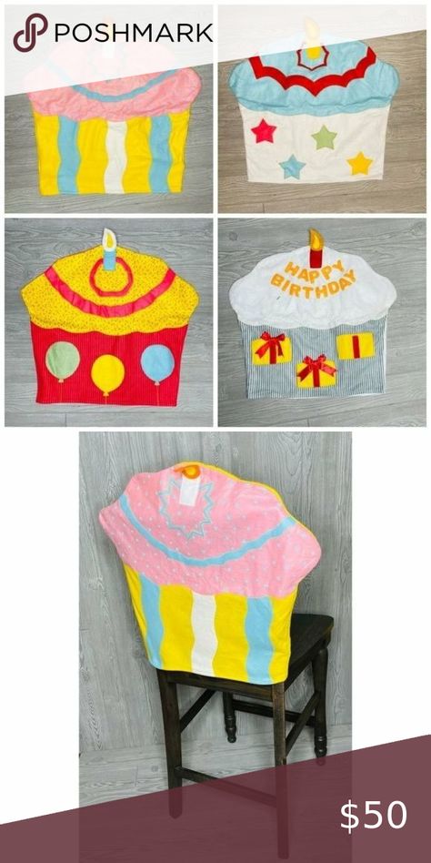 Cupcake chair covers birthday party decorations felt 4 Cupcake Chair, Chair Covers, Birthday Party Decorations, Cupcake, Party Decorations, Kids Rugs, Felt, Birthday Party, Shop My