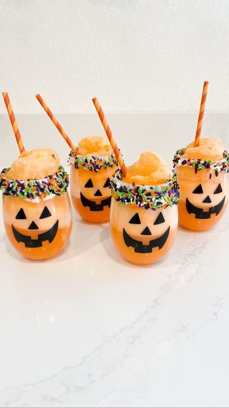 Leesee on Reels | Retrospectre · Halloweentown Theme Diy Highlights, Pumpkin Cups, Halloween Sprinkles, Fun Halloween Food, Spooky Treats, Orange Soda, Halloween Drinks, Water Recipes, Cool Whip