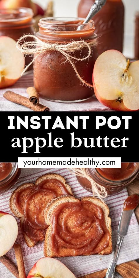 Instant pot apple butter in jars and spread on toast. Healthy Apple Butter Recipe, Instant Pot Apple Butter, Apple Butter Recipe, Apple Orchards, Apple Slaw, Canned Apples, Sweet Butter, Honeycrisp Apples, Healthy Instant Pot Recipes