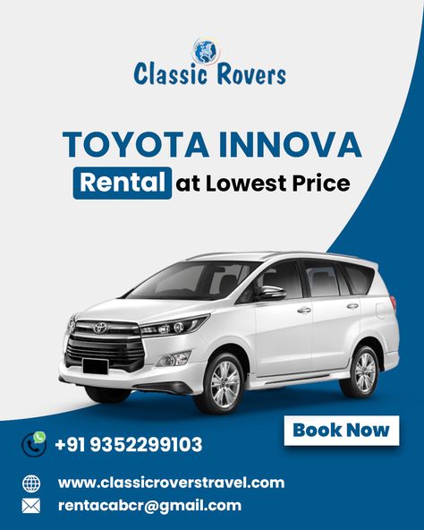 Rent Toyota Innova Rental in Jaipur For Jaipur City Tour and corporate meeting at affordable rates Taxi Service Creative Ads, Car Post, Click Bank, Adwords Banner, Jaipur City, Appeal Letter, Car Advertising Design, Logo Travel, Rent Car