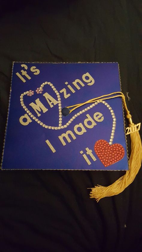 Medical Assistance graduation cap. NJ NY Medical Assistant Graduation Cap Ideas, Medical Assistant Cap Decoration, Medical Assistant Graduation Cap, Medical Assistant Graduation, Phlebotomy School, Graduation Cap Decoration Nursing, Medical Graduation, Nursing School Graduation Party, Medical Assistant Student