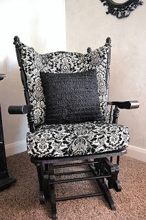 Refinished Rocking Chair Glider-Master Bedroom | A Vision to Remember All Things Handmade Blog Slipcover Glider Rocker, Rockstar Decor, Nursery Gliders, Rocking Chair Makeover, Glider Cushions, Rag Quilt Patterns, Glider Rocking Chair, Rocker Chair, Rocking Chair Cushions