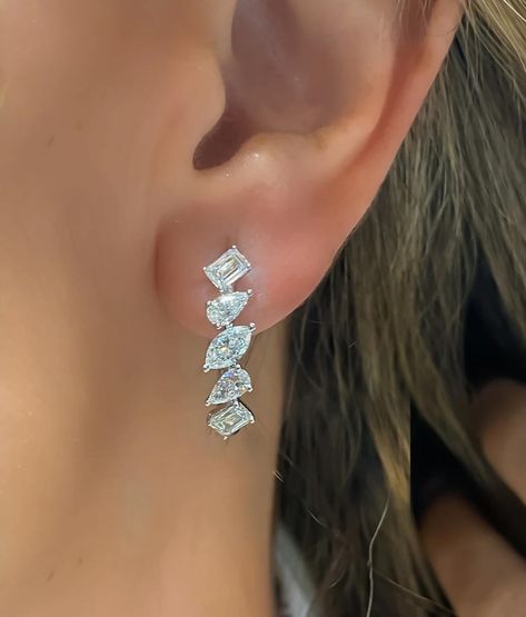 Shine bright with our Swarish Jewels Multishape Diamond Silver Hoop Earrings – the perfect blend of style and sparkle!🤍✨ #silver #silverjewelry #jewelry #hoops #earrings #accessories #925sterlingsilver #silverearring #multishapeearrings #designerjewelry Silver Jewelry For Wedding, Small Diamond Earrings Studs, Fancy Diamond Earrings, Sister Ring, Hoop Diamond Earrings, Jewelry Hoops, Diamond Gifts, Beautiful Diamond Earrings, Diamond Jewelry Earrings