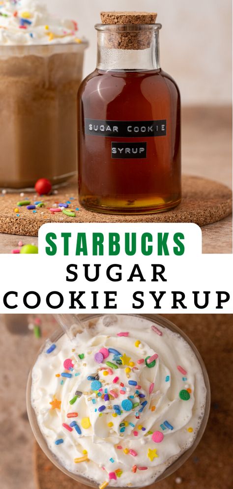 Shortbread Syrup Recipe, How To Make Syrups For Coffee, Cupcake Coffee Syrup, Diy Syrup For Coffee, Sugar Cookie Coffee Creamer Recipe, Diy Coffee Syrups, Sugar Cookie Coffee Syrup, Sugar Cookie Syrup For Coffee, Homemade Syrup For Coffee