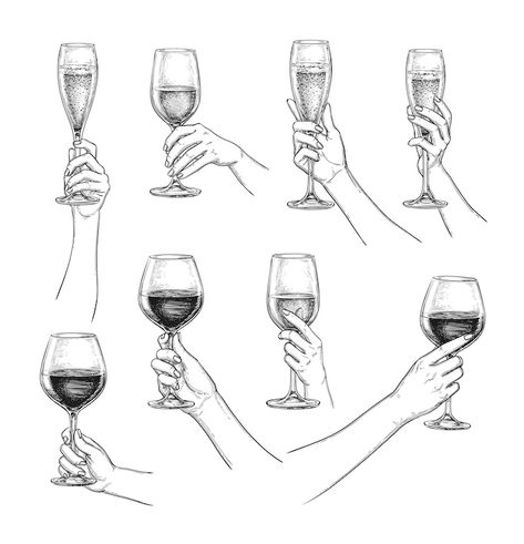 Drinking Alcohol Drawing Reference, Hand Holding Glass Of Wine Reference, How To Pose With A Glass Of Wine, Wine Glass Hand Reference, Wine Holding Pose, Pose With Glass Of Wine, Hand Holding Goblet Reference, Holding Wine Glass Reference Drawing, Holding Wine Drawing