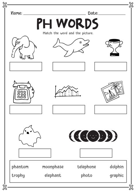 Ph Words Worksheets Ph Sound Worksheets, Ph Digraph Worksheets, Ph Phonics Worksheets, Ph Words Worksheet, Wh Words Worksheet, Ph Phonics, Ph Words, Ph Sound, Consonant Diagraph