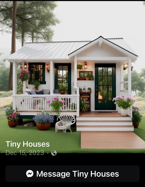 Shed Cottage Interiors, Mini House Shed, Tiny House Inspiration Exterior, Mini Home Exterior, Boho Cottage Exterior, Tiny House Design 2 Bedroom, Cute Bungalow, Eclectic Apartment Decor, Incredible Tiny Homes