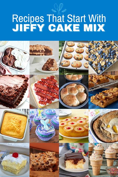 Jiffy Mix Dessert Recipes, Jiffy Cake Mix Recipes Desserts, Jiffy Cake Mix Recipes, Corn Muffin Mix Recipes, Jiffy Mix Recipes, Muffin Mix Recipe, Jiffy Recipes, Cake Mix Banana Bread, Cake Mix Cobbler