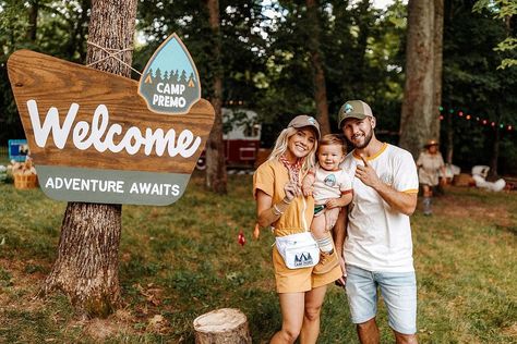 Wearing coordinating Camp Premo outfits and huge smiles, Hunter, Cameron, and Remy were ready for a day filled with family, friends and fun. Image: Rachel Tenpenny of Brasspenny Photography Happy Camper Birthday Party, Camping Theme Birthday Party, Camping Theme Birthday, Summer Camp Themes, Camping With Toddlers, Camping Theme Party, Summer Bash, Theme Inspiration, Camping Birthday Party