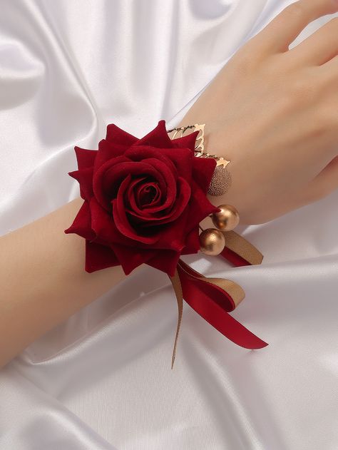 Multicolor Collar Polyester Embellished Wedding & Event Flower Bracelet Wedding, Wrist Corsage Wedding, حفل توديع العزوبية, Prom Bouquet, Bridal Wedding Flowers, Yellow Prom, Beauty And The Beast Theme, Flower Boquet, Wedding Anniversary Decorations