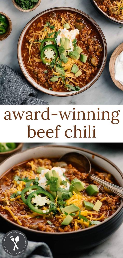 Winning Chili Recipes, Award Winning Chili Recipe, Favorite Chili Recipe, Beef Chili Recipe, Bean Chili Recipe, Best Chili Recipe, Chili Recipe Crockpot, Crockpot Chili, Chilli Recipes