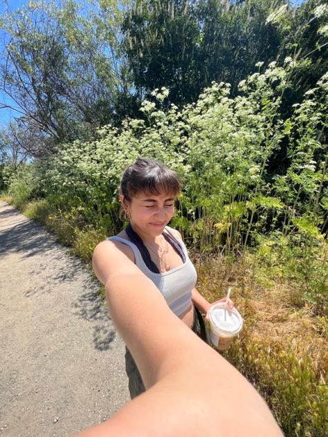 .5 selfie, selfie, nature, flowers, nose scrunch, hike Nose Scrunch, Nature Flowers, Eye Make, Chloe, Hiking, Feelings, Flowers, Green, Nature