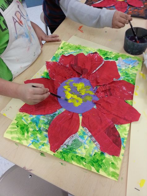 3rd Grade Art: Flowers Spring Art 4th Grade, Flower Art Elementary, Spring Art Grade Two, Flower Craft Elementary School, 2nd Grade Flower Art Project, Summer Art Projects, Abc Art, 3rd Grade Art, Homeschool Art