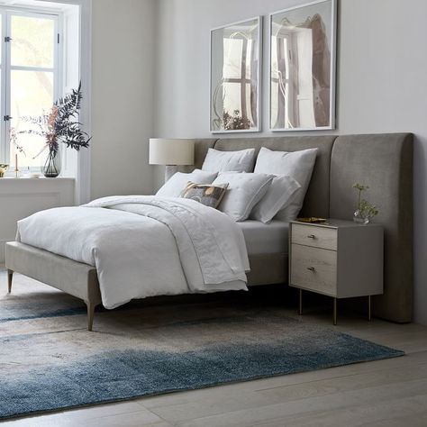 Wide Headboard, Headboard Bed, Oversized Furniture, Bed King, Contemporary Bed, Room Planning, Upholstered Storage, Cheap Furniture, Bedroom Collection