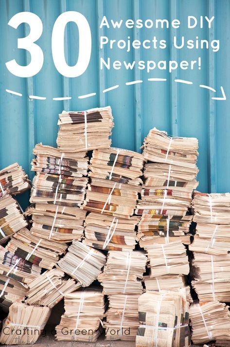 Have a stack of newspapers that you want to recycle and repurpose? We have 30 awesome DIY projects that you can create! Stack Of Newspapers, Newspaper Crafts Diy, Diy Newspaper, Recycle Newspaper, Green World, Magazine Crafts, Toilet Paper Roll Crafts, Newspaper Crafts, Paper Roll Crafts