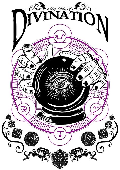 «Divination - D&D Magic School Series : Black» de Milmino Divination Wizard, Divination Spells, Divination Magic, Spell Magic, Dnd Inspiration, School Series, D D Classes, Dnd Classes, Wizard School