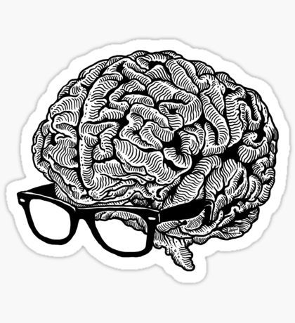 Glasses Sticker, Science Stickers, Brain Art, Black And White Stickers, Sticker Png, School Stickers, Intelligent Design, Stickers For Sale, Bullet Journal Ideas Pages