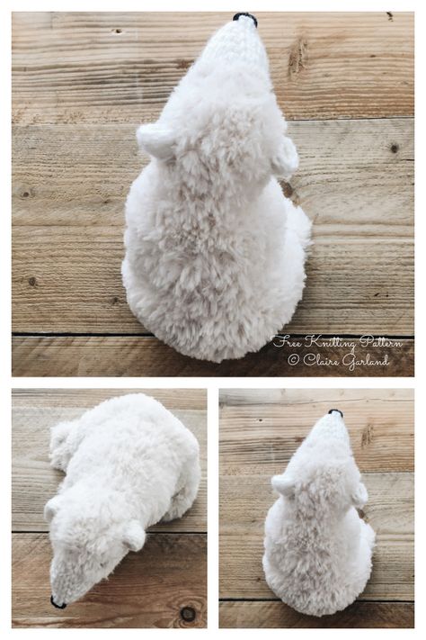 Amigurumi Polar Bear Free Knitting Patterns - Knitting Pattern Fur Yarn Knitting Patterns, Faux Fur Yarn Knitting Patterns, Knit Plushies Pattern Free, Polar Bear Crochet Pattern Free, Polar Bear Sewing Pattern, Amigurumi Polar Bear, Knitting Space, Polar Bear Craft, Knitting Storage