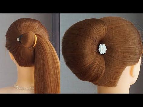 Roll Bun Hairstyle, French Bun, Messy French Twists, Curled Hairstyles For Medium Hair, French Roll Hairstyle, Hair Style On Saree, French Twist Updo, French Roll, Hair Style Vedio