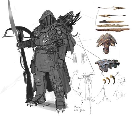 ArtStation - Dragon Hunter , Adrian Wilkins Dragon Hunter Art, Dragon Hunter Character Design, Medevial Knight, Brute Character Design, Adrian Wilkins, Boss Character Design, Viking Sketch, Hunter Character Design, Sketch Dragon