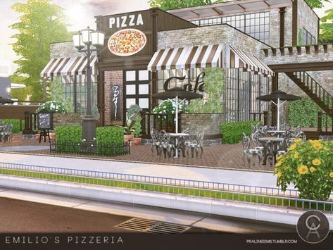 The Sims Resource: Emilio's Pizzeria by Pralinesims • Sims 4 Downloads Sims 4 Restaurant, Around The Sims 4, Lotes The Sims 4, The Sims 4 Lots, Die Sims 4, Gallery Cafe, Casas The Sims 4, Sims Building, Sims House Design