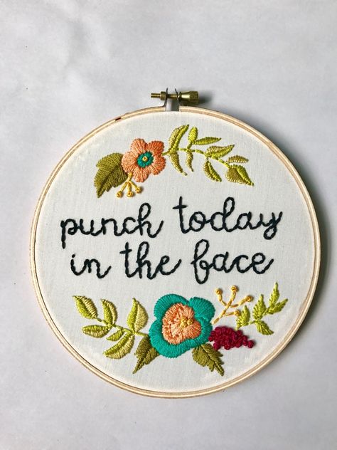 gift ideas for the desk and for coworkers - motivational cross stitch Funny Cross Stitch Quotes, Video Game Embroidery Patterns, Funny Embroidery, Embroidered Art, Embroidery Stitches Tutorial, Hand Embroidery Projects, Cross Stitch Funny, Needle Point, Embroidery Patterns Free