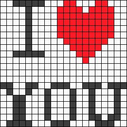 I Love You perler bead pattern Pixel Art Coeur, Image Pixel Art, Graph Crochet, Pixel Crochet, Graph Paper Art, Cross Stitch Love, Pola Kristik, Pixel Pattern, Bobble Stitch