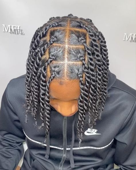 Men With Two Strand Twist, 2 Twist Braids Hairstyles Men, Men's Twist Hairstyles, Twist Braids Hairstyles Studs, Single Twist Braids Men, Rubber Band Twist Hairstyles Men, Twist Parting Pattern Men, Braid Hair Styles For Men, Man Braided Hairstyles