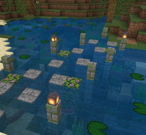 minecreft Minecraft Stepping Stones Pond, Cottage Bridge Minecraft, Cool Cave Houses In Minecraft, Entry Way Minecraft, Stuff To Put In Your Minecraft World, Minecraft Houses Grunge, Fairy Stairs Minecraft, Fairycore Aesthetic Minecraft, Minecraft Pathway Ideas Cottagecore