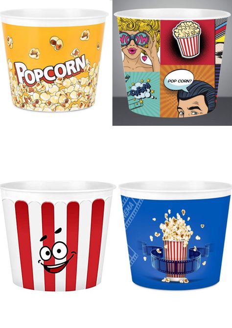 Movie Theater Night, Plastic Popcorn Containers, Carnival Snacks, Popcorn Bowls, Snack Bucket, Popcorn Containers, Popcorn Bowl, Contemporary Living Room Design, Popcorn Bucket