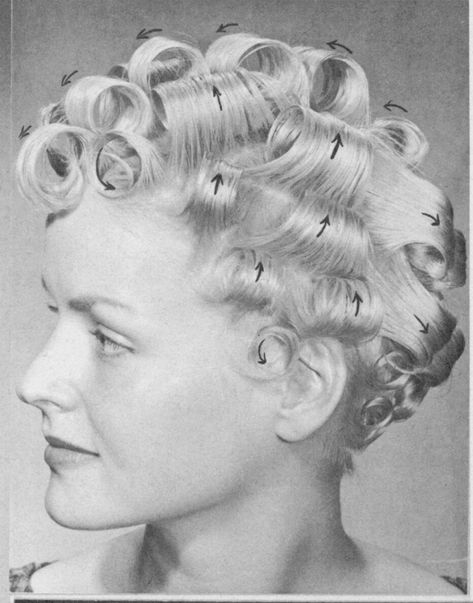 Vintage Curl Pattern Roller Set, 1940s Roller Set Pattern, Old Hairstyles Vintage Curls, Vintage Roller Set Pattern, Hair Roller Patterns, Hair Rollers Tutorial, Vintage Hairstyles For Long Hair, Best Hair Stylist, Vintage Hairstyles Tutorial