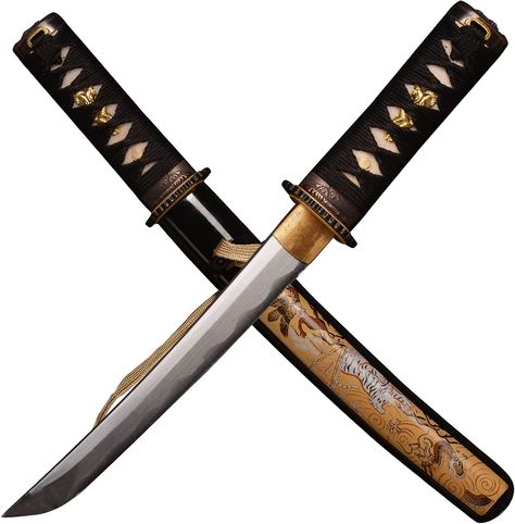 Mini Samurai Sword Katana Tanto Japanese Small Samurai Short Sword 1045 Medium Carbon Steel Full Tang Hand Forged Sharp 16.53 Inch Various Styles Available Ninja Reference, Samurai Character, Tiger Style, Japanese Designs, Thigh Piece, Samurai Swords, Game Icon, Armor Concept, Usb Stick