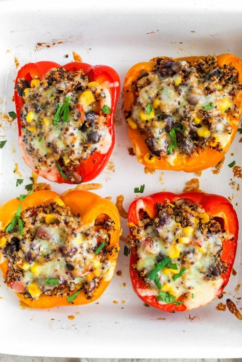 Stuffed Pepper Quinoa, Turkey Quinoa Stuffed Peppers, Black Bean Stuffed Peppers, Stuffed Peppers Quinoa, Bean Stuffed Peppers, Quinoa Peppers Stuffed, Stuffed Bell Peppers With Quinoa, Stuffed Bell Peppers Quinoa, Quinoa Black Bean Stuffed Peppers