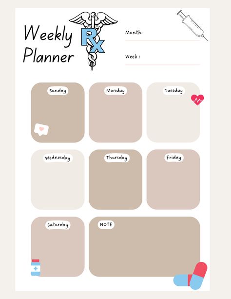 Medical Planner, Student Planner Printable, Digital Weekly Planner, Stay Blessed, Student Planner, Stay Organized, Staying Organized, Medical Supplies, Planner Template