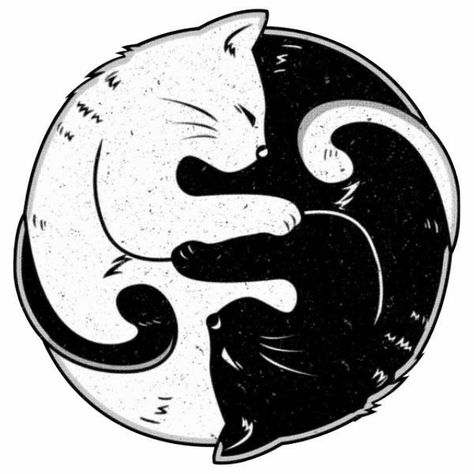 Cat Ying Yang, Ying Yang Art, Tato Flash, Ying Yang Tattoo, Yin Yang Balance, Yang Tattoo, Yin Yang Art, Black Cat Tattoos, Yin Yang Tattoos