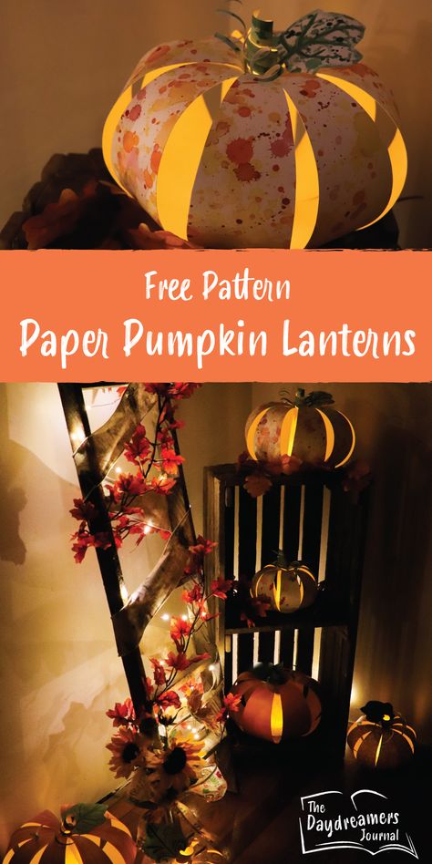 Paper Pumpkins Craft, Paper Pumpkin Lanterns Diy, Pumpkin Lanterns Diy, 3d Paper Pumpkin, Luminary Diy, Nursing Home Ideas, Paper Pumpkin Craft, Craft For Beginners, Pumpkin Lanterns