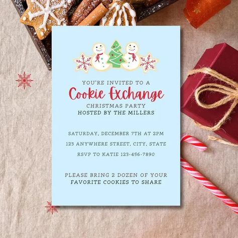 SocialStationaryCo - Etsy Cookies And Cocktails Party Invitation, Christmas Cookie Exchange Invitations, Holiday Baking Party, Cookie Exchange Invitation, Christmas Party Host, Cookie Exchange Party, Festive Cookies, Christmas Cookie Exchange, Baking Party