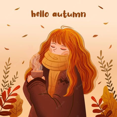 Autumn Printables, Autumn Illustrations, Drawing Autumn, Vector Girl, Autumn Instagram, Autumn Background, Autumn Girl, Autumn Illustration, Autumn Magic