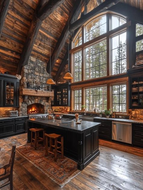 Gothic Farmhouse, Millionaire Homes, Log Houses, Log Home Interiors, Dream Life House, Barn Style House, Dream House Rooms, Spanish House, Cute Room Decor